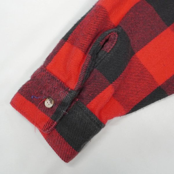 画像4: 90's FIVE BROTHER ブロックチェック柄 ヘビーネルシャツ "RED×BLACK / MADE IN USA" (4)