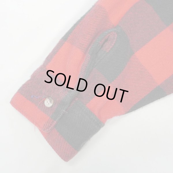 画像4: 90's FIVE BROTHER ブロックチェック柄 ヘビーネルシャツ "RED×BLACK / MADE IN USA" (4)