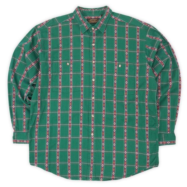 画像1: 90's Eddie Bauer 総柄 コットンワークシャツ (1)