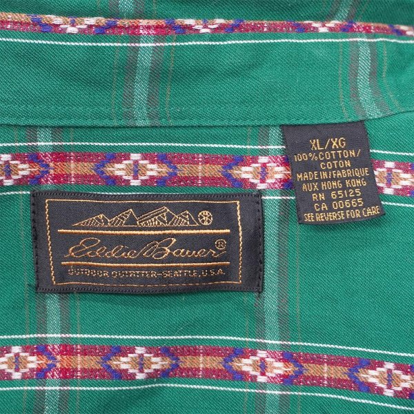 画像2: 90's Eddie Bauer 総柄 コットンワークシャツ (2)