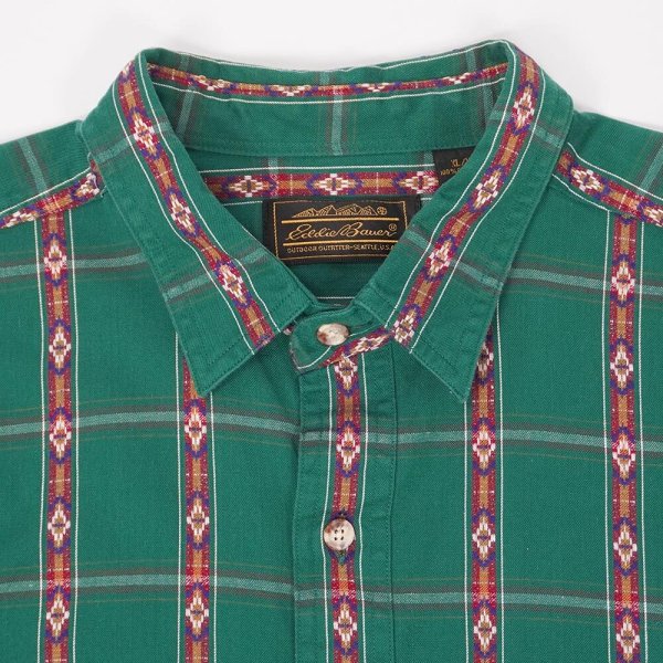 画像3: 90's Eddie Bauer 総柄 コットンワークシャツ (3)