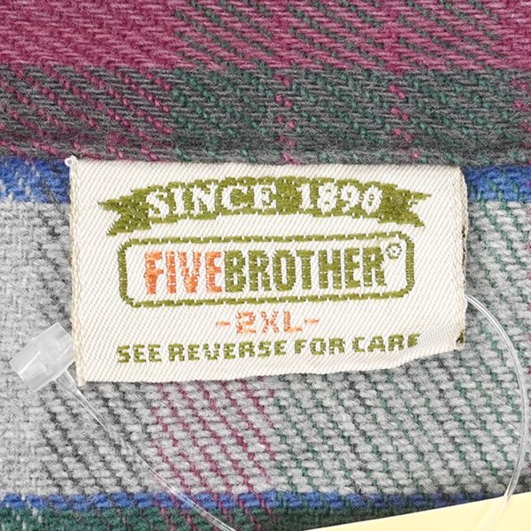 画像2: 90's FIVE BROTHER ヘビーネルシャツ "Gray Plaid" (2)