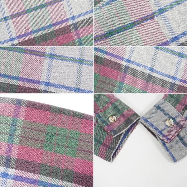画像4: 90's FIVE BROTHER ヘビーネルシャツ "Gray Plaid" (4)