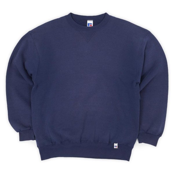 画像1: 90's RUSSELL 前V ブランクスウェット "NAVY / MADE IN USA" (1)