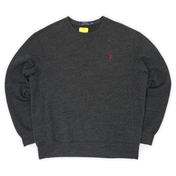 画像1: 00's Polo Ralph Lauren ロゴ刺繍 スウェット "HEATHER BLACK" (1)