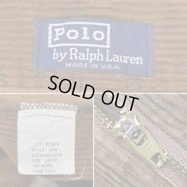 画像4: Early 90's Polo Ralph Lauren 2タック 太畝コーデュロイトラウザー "MADE IN USA / W35 L32" (4)