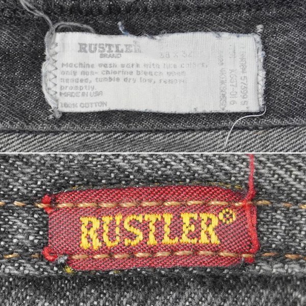 画像3: 90's RUSTLER 先染めブラックデニムパンツ "MADE IN USA / W38 L32" (3)