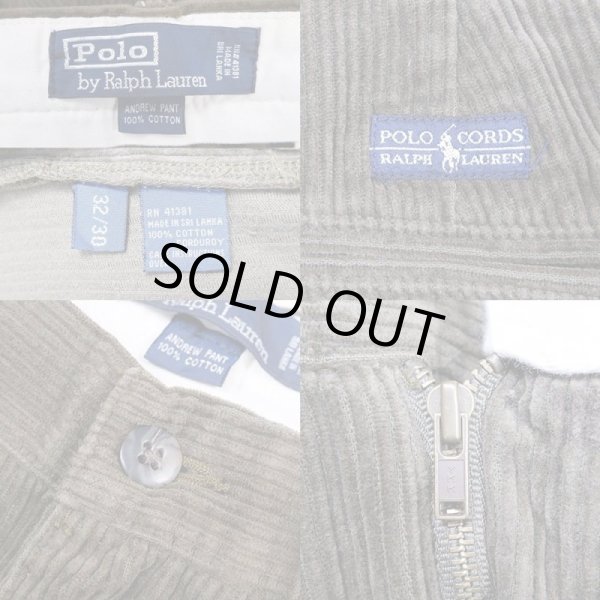 画像3: 90's Polo Ralph Lauren 2タック 太畝コーデュロイパンツ “OLIVE” (3)