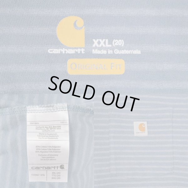 画像2: 00's Carhartt ボーダー柄 ポケットTシャツ "Original Fit" (2)