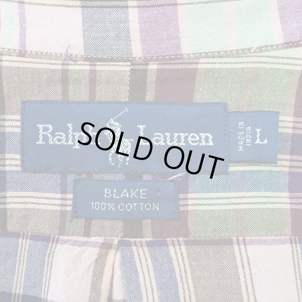 画像2: 90's Polo Ralph Lauren マドラスチェック柄 ボタンダウンシャツ “BLAKE” (2)