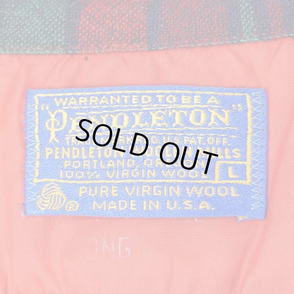 画像2: 70's Pendleton オープンカラー ウールシャツ "Navy Plaid / AS-IS" (2)