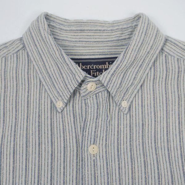 画像4: 90's ABERCROMBIE&FITCH マルチストライプ柄 フランネルボタンダウンシャツ (4)