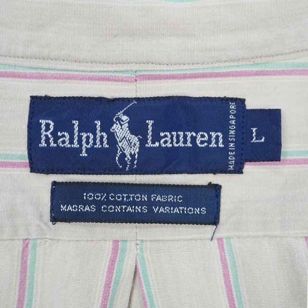 画像2: Early 90's Polo Ralph Lauren マルチストライプ柄 S/S ボタンダウンシャツ (2)