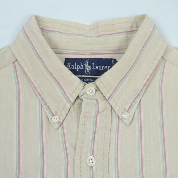 画像3: Early 90's Polo Ralph Lauren マルチストライプ柄 S/S ボタンダウンシャツ (3)