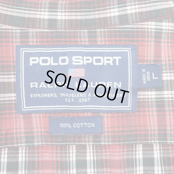 画像2: 90's POLO SPORT レギュラーカラー ワークシャツ "Red Ombre Plaid" (2)