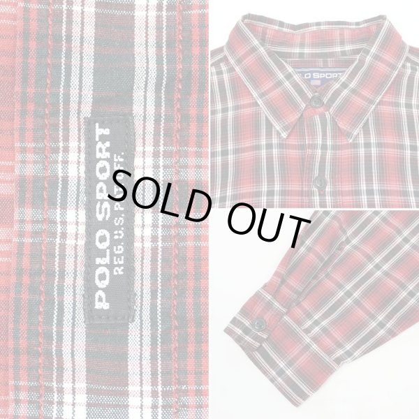 画像3: 90's POLO SPORT レギュラーカラー ワークシャツ "Red Ombre Plaid" (3)