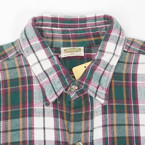 画像3: 90's FIVE BROTHER ヘビーネルシャツ "Green × Purple" (3)