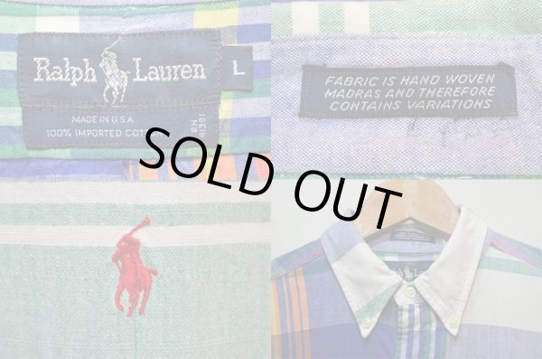 画像3: 90's Polo Ralph Lauren マドラスチェック柄 S/S ボタンダウンシャツ “MADE IN USA” (3)