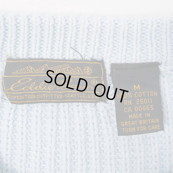 画像2: 80's Eddie Bauer コットンニット "黒タグ / SAX BLUE" (2)