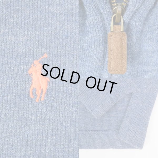 画像3: 00's Polo Ralph Lauren ハーフジップ コットンニット "BLUE" (3)