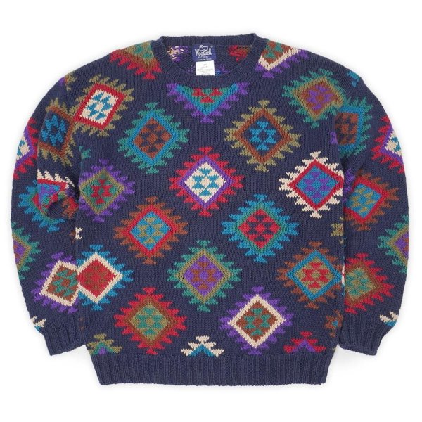 画像1: 80's Woolrich ネイティブ柄 ラミー×コットンニット (1)