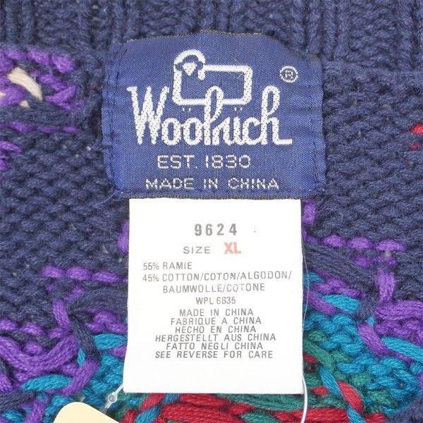 画像2: 80's Woolrich ネイティブ柄 ラミー×コットンニット (2)