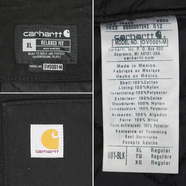 画像2: 00's Carhartt ダックベスト "V01 BLK / 企業ロゴ刺繍" (2)