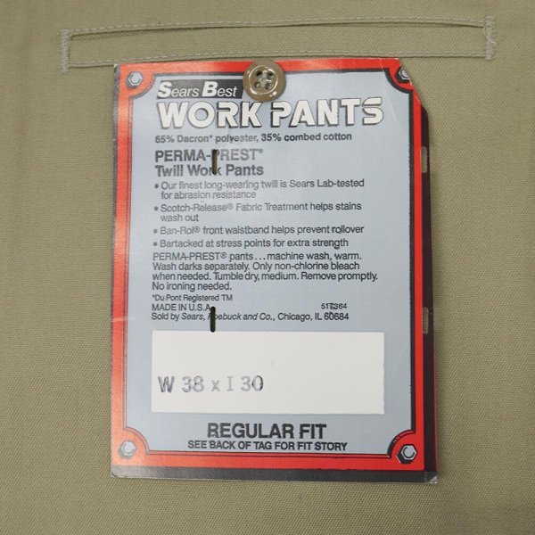 画像3: 80's Sears ブーツカット ワークパンツ "MADE IN USA / DEADSTOCK" (3)