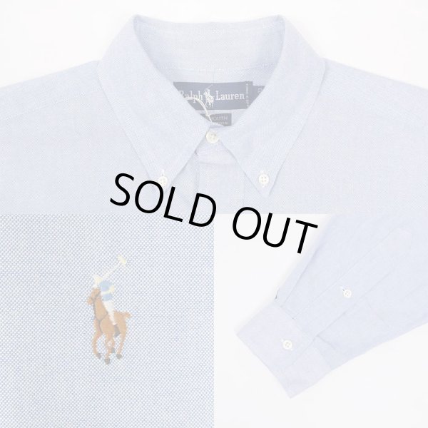 画像4: 90's Polo Ralph Lauren ボタンダウンシャツ "YARMOUTH / SAX BLUE" (4)