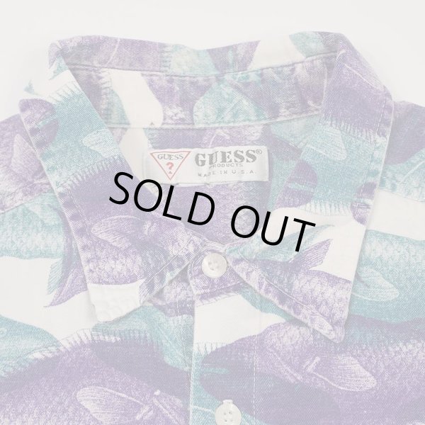 画像4: 90's GUESS S/S 総柄 レギュラーカラーシャツ "MADE IN USA" (4)