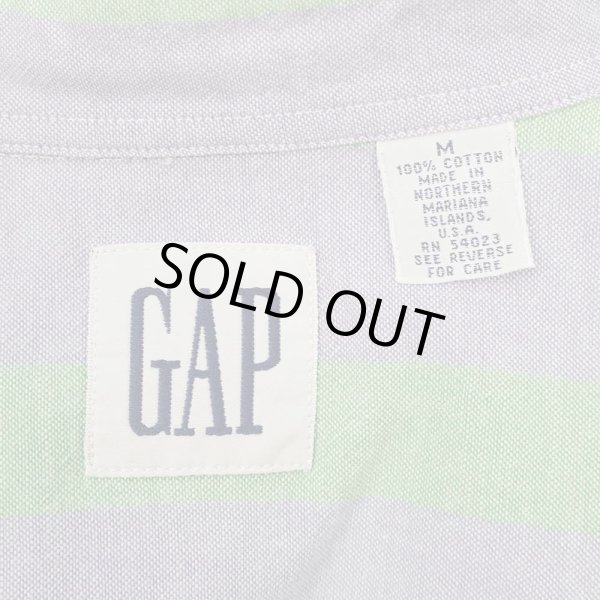 画像2: 90's OLD GAP S/S ワイドストライプ柄 ボタンダウンシャツ (2)