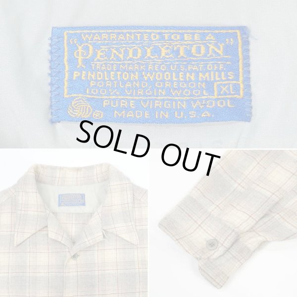 画像2: 70's Pendleton オープンカラー ウールシャツ "Gray Plaid / size XL" (2)