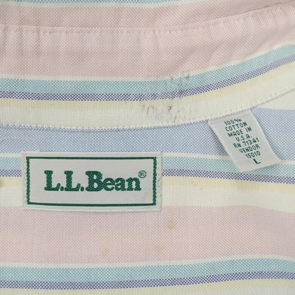 画像2: 90's L.L.Bean マルチストライプ柄 ボタンダウンシャツ "MADE IN USA / Oxford" (2)
