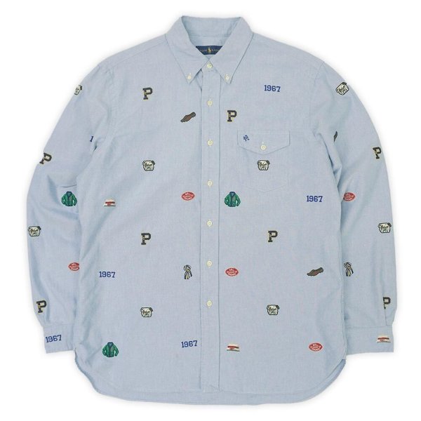 画像1: 00's Polo Ralph Lauren 総柄刺繍 ボタンダウンシャツ (1)