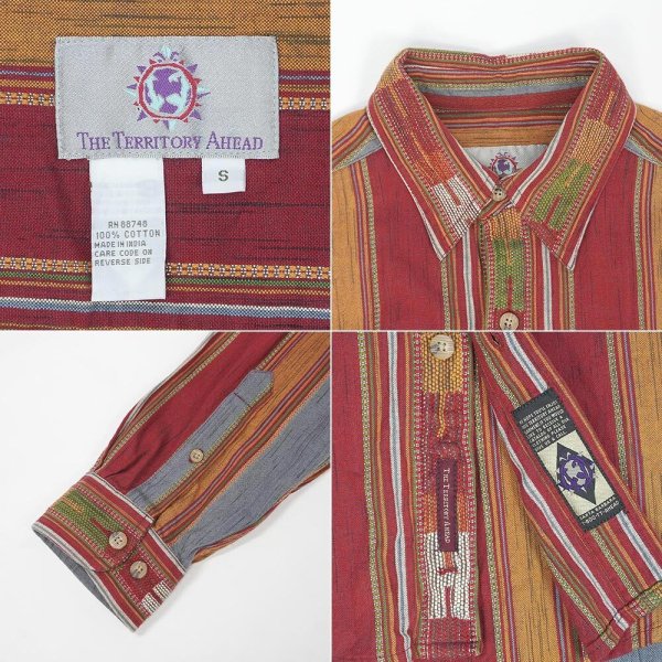 画像2: 90's THE TERRITORY AHEAD マルチストライプ柄 ワークシャツ (2)