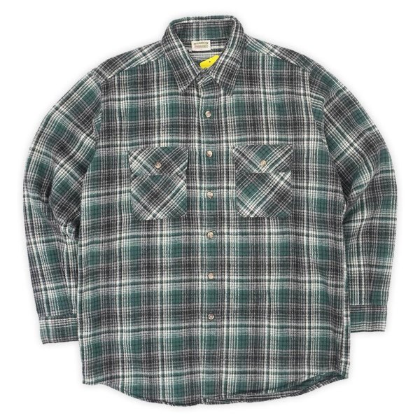 画像1: 90's FIVE BROTHER ヘビーネルシャツ "MADE IN USA / Green Plaid" (1)
