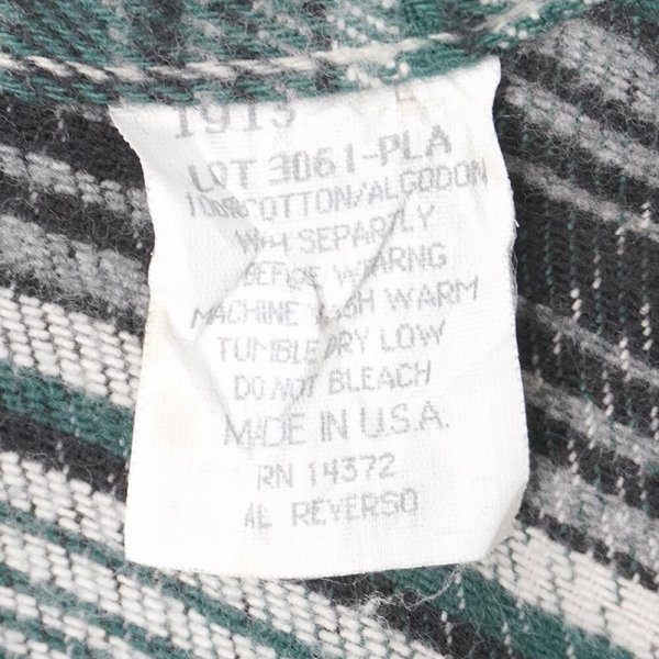 画像3: 90's FIVE BROTHER ヘビーネルシャツ "MADE IN USA / Green Plaid" (3)