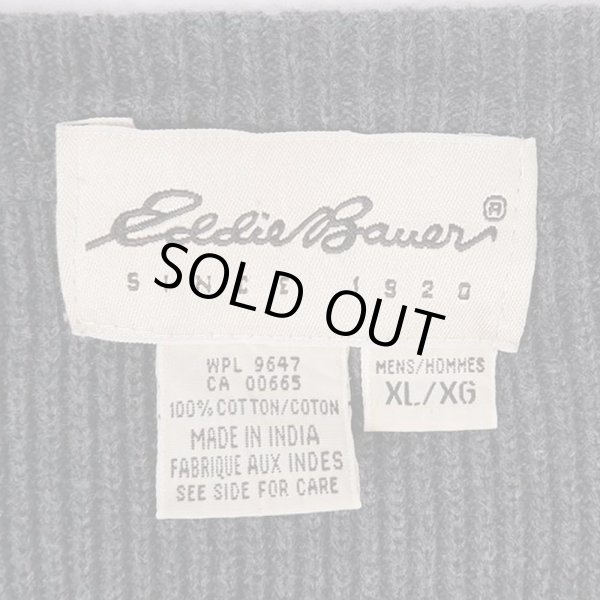 画像2: 90's Eddie Bauer 前V コットンニット "白タグ" (2)