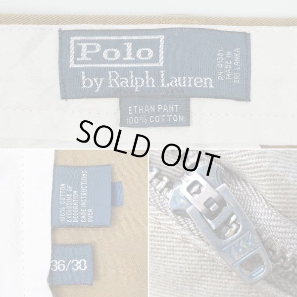 画像3: 00's Polo Ralph Lauren 2タック チノトラウザー "ETHAN PANT / W36 L30 / LIGHT BROWN" (3)