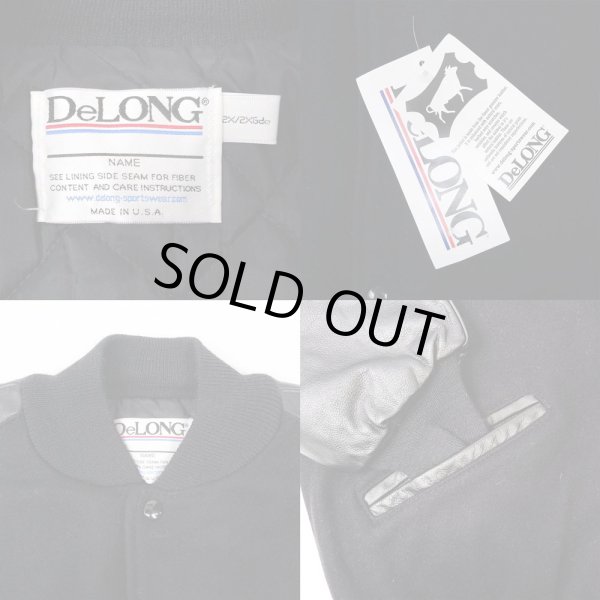 画像3: 90's DeLONG レザー切り替え スタジャン “ALL BLACK / DEADSTOCK” (3)