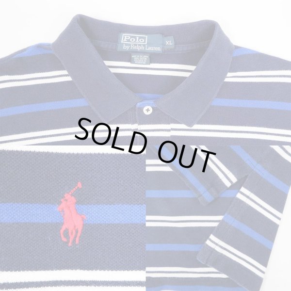 画像3: 00's Polo Ralph Lauren マルチボーダー柄 ポロシャツ “NAVY BASE” (3)