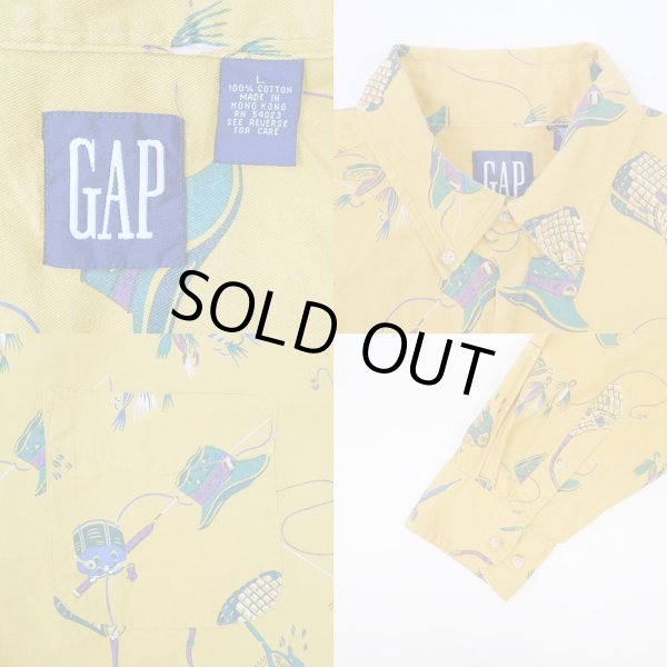 画像3: 90's OLD GAP 総柄 ボタンダウンシャツ (3)