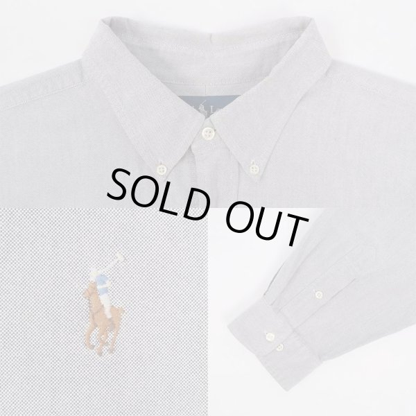 画像4: 90's Polo Ralph Lauren ボタンダウンシャツ "CLASSIC FIT / GRAY" (4)