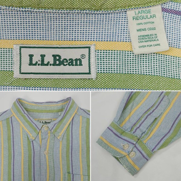 画像2: Late 90's L.L.Bean マルチストライプ柄 ボタンダウンシャツ (2)