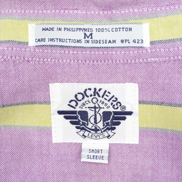 画像2: 90's DOCKERS マルチストライプ柄 S/S ボタンダウンシャツ “Pink × Yellow” (2)