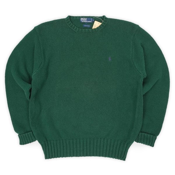 画像1: 90's Polo Ralph Lauren コットンニット "GREEN" (1)