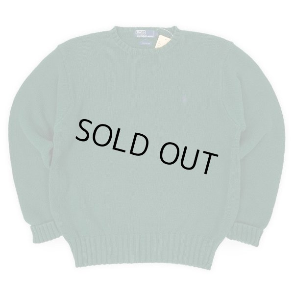 画像1: 90's Polo Ralph Lauren コットンニット "GREEN" (1)