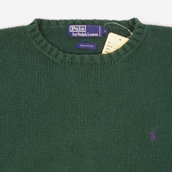 画像3: 90's Polo Ralph Lauren コットンニット "GREEN" (3)