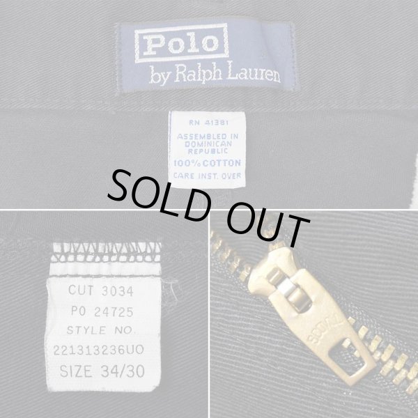 画像4: Early 90's Polo Ralph Lauren 2タック チノトラウザー "BLACK / W34 L30" (4)