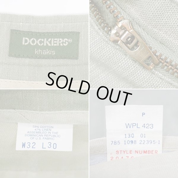 画像4: Late 90's DOCKERS 2タック コットンリネントラウザー "W32 L30" (4)